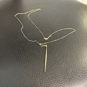 Stella & Dot Gold Minimalist Necklace with Vertical Bar Pendant